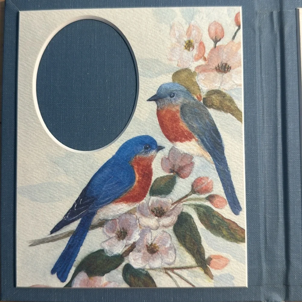 Adele Nero Matted Frame Bluebirds & Blossoms Holds 2 pictures Made in USA